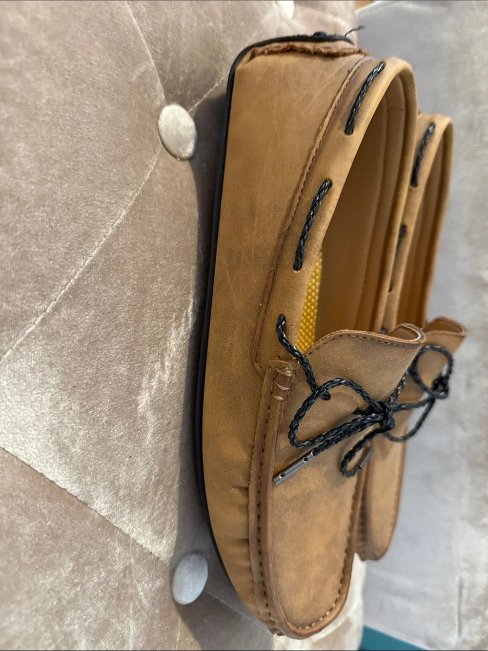 Men's Tan Suede Moccasin Driving Loafers with Lace